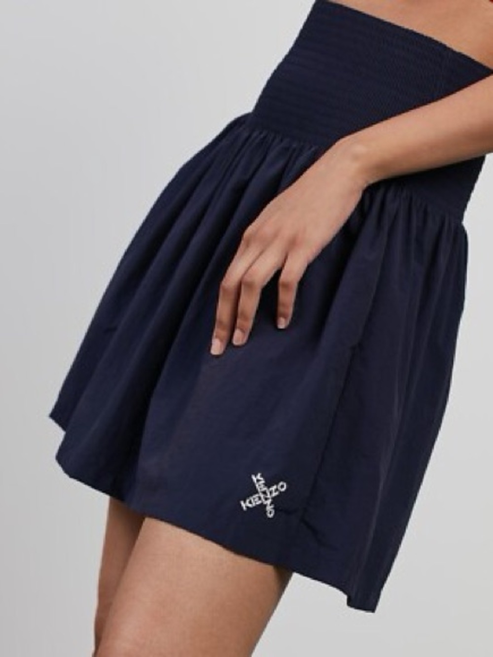KENZO Navy Gathered Skirt with Knit Waistband